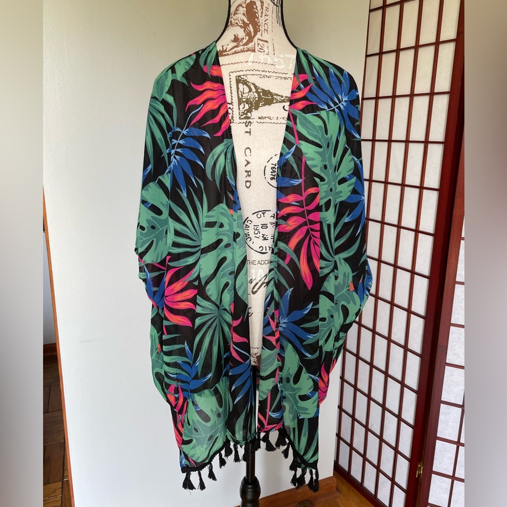 NWT As Rose Rich Tropical Print Women's Kimono/Jacket/Cover-Up, Size S (4-6)